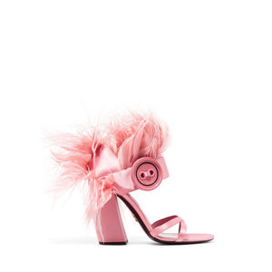 prada pink feather satin shoes
