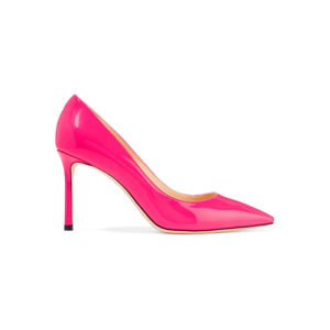 jimmy choo 85 patent pink pumps